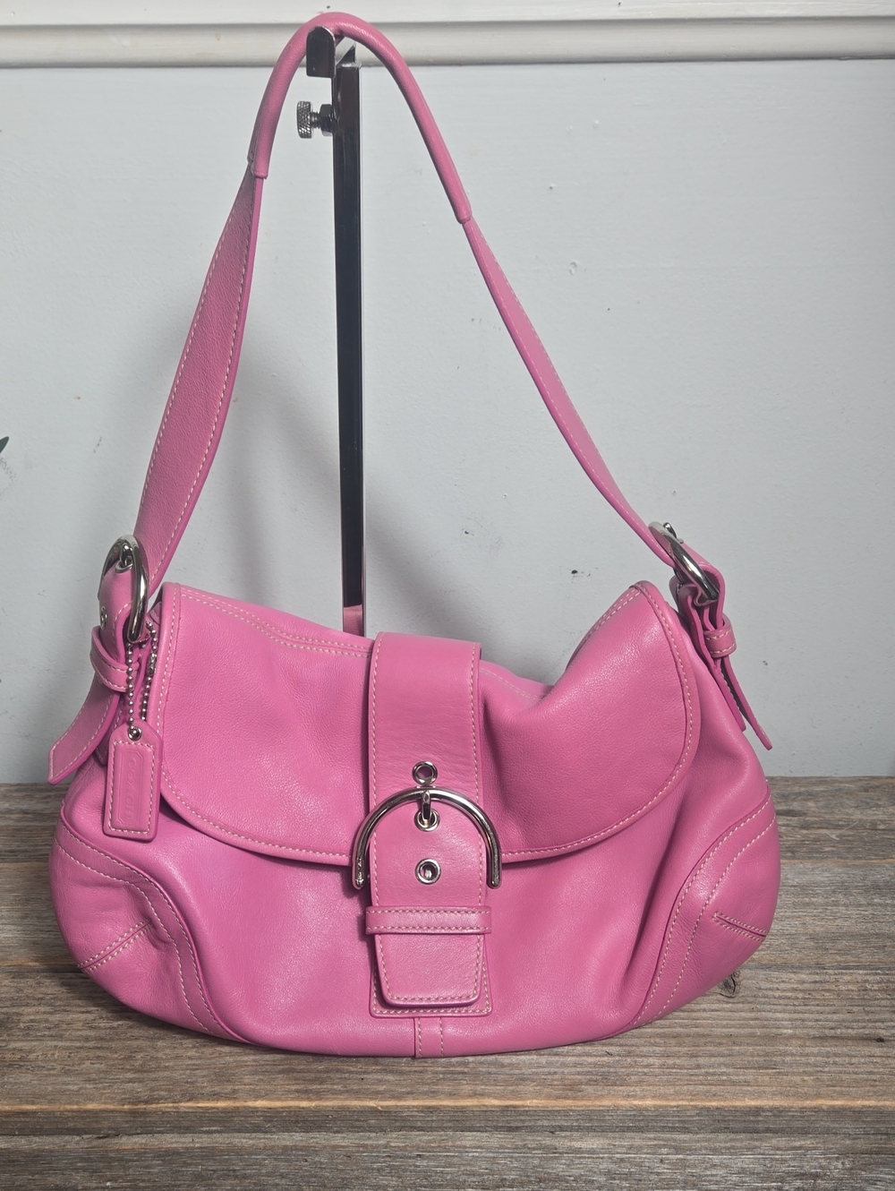 Coach Pink Leather Y2K Soho Shoulder Bag with Silver Hardware